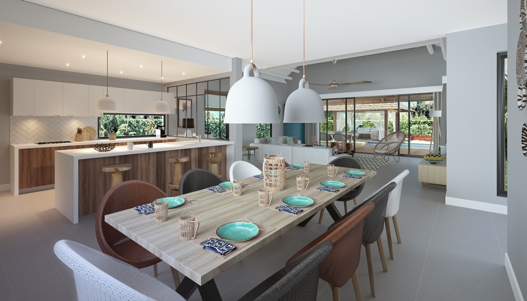 villa luxe grand gaube ile maurice salle à manger