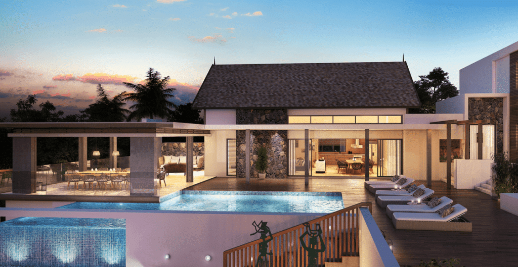 Villa paille en queue baie du cap Anbalaba immobilier ile maurice