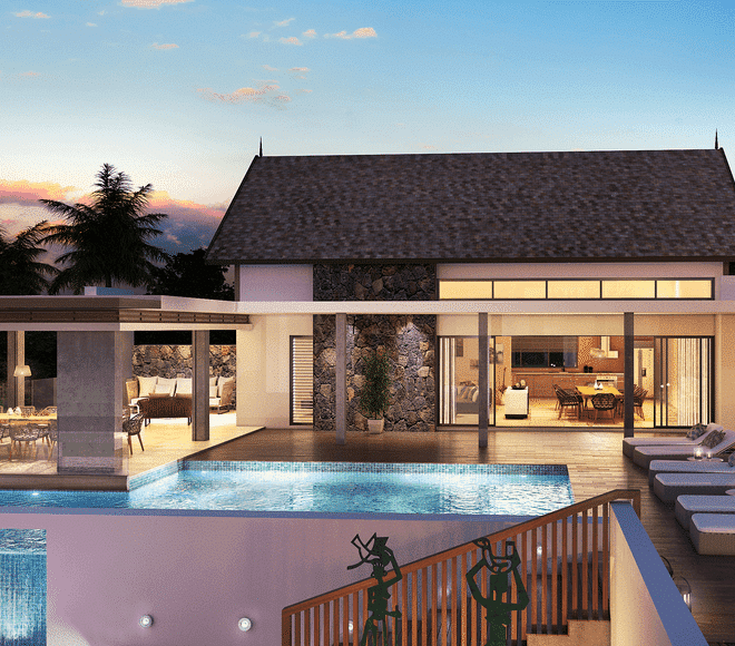 Villa paille en queue baie du cap Anbalaba immobilier ile maurice